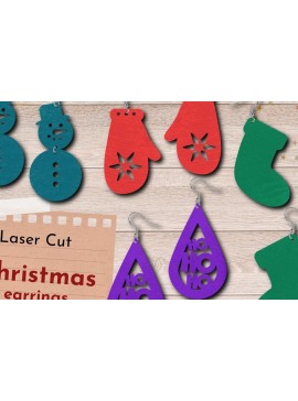 Σετ των 3 Intra απο ξύλο plywood 3mm-4mm πάχος Χριστουγεννιάτικο Σκουλαρίκι, Χειμερινό κοσμηματοπωλείο Δίασταση 3x3 cm INTRAFABR-41791668