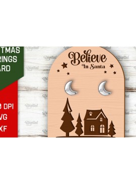 Σετ των 3 Intra απο ξύλο plywood 3mm-4mm πάχος Χριστουγεννιάτικα Σκουλαρίκια Κάρτα με λέιζερ Δίασταση 3x3 cm INTRAFABR-104869159