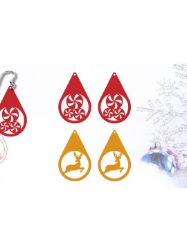 Σετ των 3 Intra απο ξύλο plywood 3mm-4mm πάχος Χριστουγεννιάτικα Σκουλαρίκια | Χριστουγεννιάτικα κοσμήματα Δίασταση 3x3 cm INTRAFABR-104219429