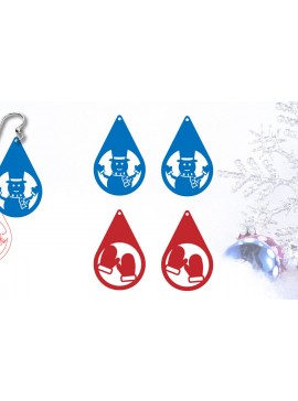 Σετ των 3 Intra απο ξύλο plywood 3mm-4mm πάχος Χριστουγεννιάτικα Σκουλαρίκια | Χριστουγεννιάτικο μπρελόκ Δίασταση 3x3 cm INTRAFABR-105317416