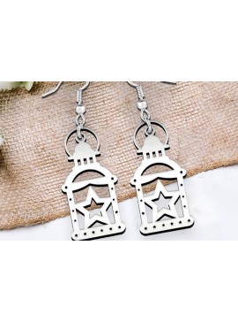 Σετ των 3 Intra απο ξύλο plywood 3mm-4mm πάχος Χριστουγεννιάτικα σκουλαρίκια. Χριστουγεννιάτικο Φανάρι. Δίασταση 4x4 cm INTRAFABR-105663983