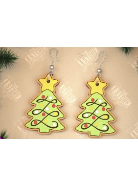 Σετ των 3 Intra απο ξύλο plywood 3mm-4mm πάχος Χριστουγεννιάτικα Σκουλαρίκια | Σχεδιασμός κοσμημάτων |CNC Δίασταση 3x3 cm INTRAFABR-105341002