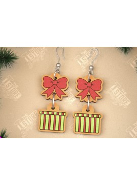 Σετ των 3 Intra απο ξύλο plywood 3mm-4mm πάχος Χριστουγεννιάτικα Σκουλαρίκια | Σχεδιασμός κοσμημάτων |CNC Δίασταση 3x3 cm INTRAFABR-105341006