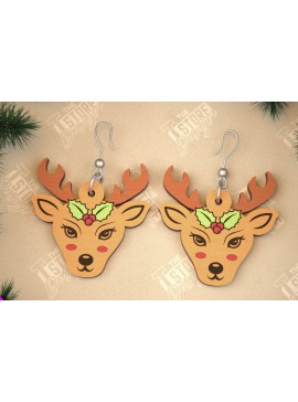 Σετ των 3 Intra απο ξύλο plywood 3mm-4mm πάχος Χριστουγεννιάτικα Σκουλαρίκια | Σχεδιασμός κοσμημάτων |CNC Δίασταση 3x3 cm INTRAFABR-105341008