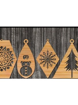 Σετ των 3 Intra απο ξύλο plywood 3mm-4mm πάχος Χριστουγεννιάτικα Σκουλαρίκια Κοσμήματα με λέιζερ Δίασταση 3x3 cm INTRAFABR-43340020