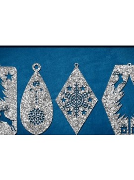 Σετ των 3 Intra απο ξύλο plywood 3mm-4mm πάχος Χριστουγεννιάτικα Σκουλαρίκια Κοσμήματα με λέιζερ Δίασταση 3x3 cm INTRAFABR-43340039