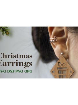 Σετ των 3 Intra απο ξύλο plywood 3mm-4mm πάχος Χριστουγεννιάτικα σκουλαρίκια λέιζερ Δίασταση 3x3 cm INTRAFABR-80962101