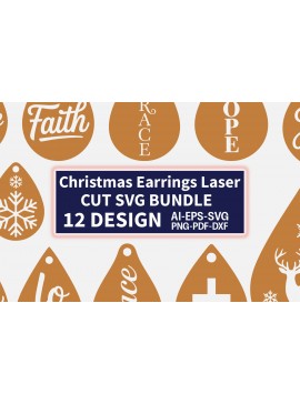 Σετ των 3 Intra απο ξύλο plywood 3mm-4mm πάχος Χριστουγεννιάτικα Σκουλαρίκια Δίασταση 3x3 cm INTRAFABR-122602713