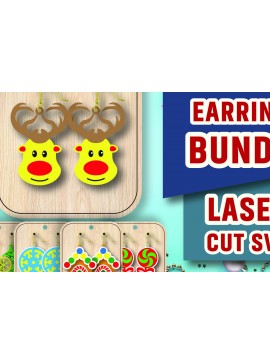 Σετ των 3 Intra απο ξύλο plywood 3mm-4mm πάχος Χριστουγεννιάτικα Σκουλαρίκια Δίασταση 3x3 cm INTRAFABR-107580921