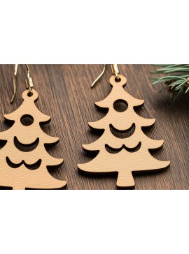 Σετ των 3 Intra απο ξύλο plywood 3mm-4mm πάχος Χριστουγεννιάτικα Σκουλαρίκια Cut Fil Δίασταση 3x3 cm INTRAFABR-109540788