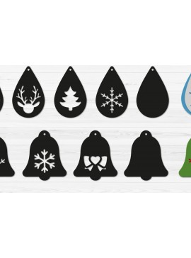 Σετ των 3 Intra απο ξύλο plywood 3mm-4mm πάχος Χριστουγεννιάτικα Σκουλαρίκια Δίασταση 3x3 cm INTRAFABR-68706279