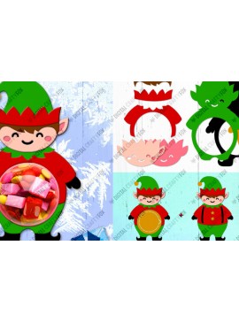 Σετ των 2 Intra απο ξύλο plywood 3mm-4mm πάχος Christmas Elf Candy Dome, τρισδιάστατα Χριστούγεννα Δίασταση 13x13 cm INTRAFABR-79991878
