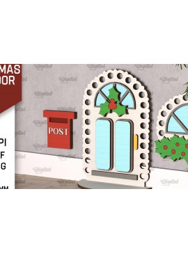 Σετ των 2 Intra απο ξύλο plywood 3mm-4mm πάχος Χριστουγεννιάτικο πόρτας ξωτικού Δίασταση 15x15 cm INTRAFABR-104363991