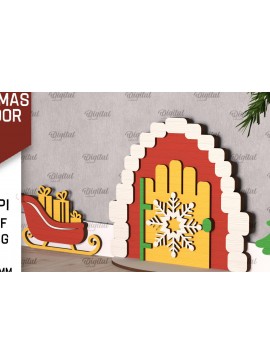 Σετ των 2 Intra απο ξύλο plywood 3mm-4mm πάχος Χριστουγεννιάτικο πόρτας ξωτικού Δίασταση 15x15 cm INTRAFABR-104364072