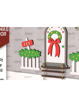 Σετ των 3 Intra απο ξύλο plywood 3mm-4mm πάχος Χριστουγεννιάτικο πόρτας ξωτικού Δίασταση 15x15 cm INTRAFABR-104364123