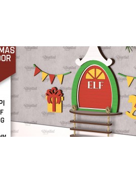 Σετ των 2 Intra απο ξύλο plywood 3mm-4mm πάχος Χριστουγεννιάτικο πόρτας ξωτικού Δίασταση 15x15 cm INTRAFABR-104364144