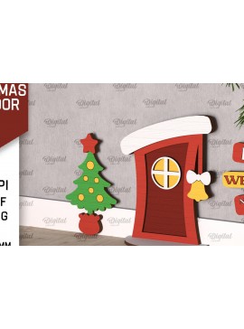 Σετ των 2 Intra απο ξύλο plywood 3mm-4mm πάχος Χριστουγεννιάτικο πόρτας ξωτικού Δίασταση 15x15 cm INTRAFABR-104364307