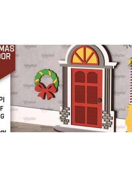 Σετ των 2 Intra απο ξύλο plywood 3mm-4mm πάχος Χριστουγεννιάτικο πόρτας ξωτικού Δίασταση 15x15 cm INTRAFABR-104363947