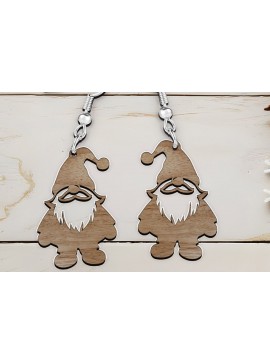 Σετ των 3 Intra απο ξύλο plywood 3mm-4mm πάχος Χριστουγεννιάτικα σκουλαρίκια κομμένα με λέιζερ ξωτικά Δίασταση 4x4 cm INTRAFABR-110071779