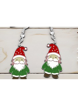 Σετ των 3 Intra απο ξύλο plywood 3mm-4mm πάχος Χριστουγεννιάτικα σκουλαρίκια κομμένα με λέιζερ ξωτικά. Δίασταση 4x4 cm INTRAFABR-110699693