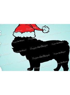 Σετ των 2 Intra απο ξύλο plywood 3mm-4mm πάχος Χριστουγεννιάτικο αγγλικό μπουλντόγκ με καπέλο Santa Δίασταση 15x15 cm INTRAFABR-83108607