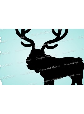 Σετ των 2 Intra απο ξύλο plywood 3mm-4mm πάχος Χριστουγεννιάτικο αγγλικό μπουλντόγκ Τάρανδος Δίασταση 15x15 cm INTRAFABR-82850771