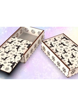 Σετ των 2 Intra απο ξύλο plywood 3mm-4mm πάχος Κουτί δώρου Χριστουγεννιάτικο με συρόμενο καπάκι Δίασταση 15x15 cm INTRAFABR-109675504