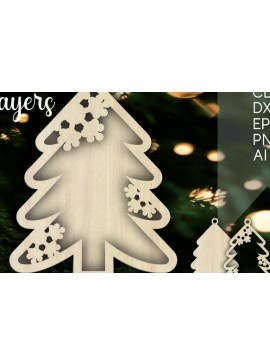 Σετ των 3 Intra απο ξύλο plywood 3mm-4mm πάχος Χριστουγεννιάτικων Στολίδι Δίασταση 8x8 cm INTRAFABR-108064956