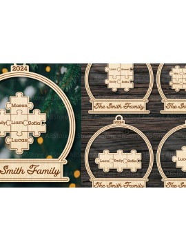 Σετ των 3 Intra απο ξύλο plywood 3mm-4mm πάχος Χριστουγεννιάτικο οικογενειακό στολίδι με λέιζερ Δίασταση 8x8 cm INTRAFABR-110794828