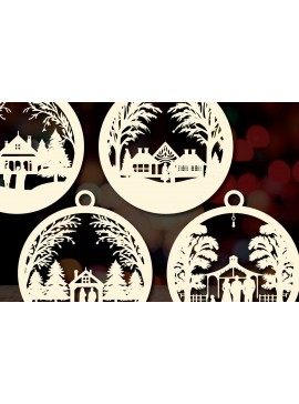 Σετ των 3 Intra απο ξύλο plywood 3mm-4mm πάχος Χριστουγεννιάτικο Οικογενειακό Στολίδι Δίασταση 4x4 cm INTRAFABR-83682109