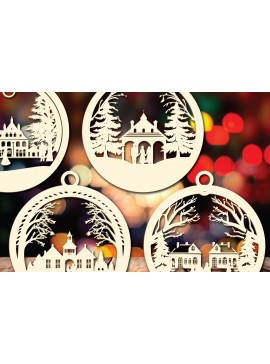 Σετ των 3 Intra απο ξύλο plywood 3mm-4mm πάχος Χριστουγεννιάτικο Οικογενειακό Στολίδι Δίασταση 4x4 cm INTRAFABR-83632009