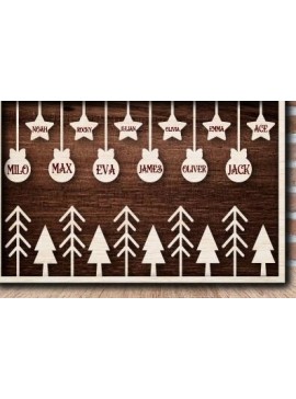 Σετ των 3 Intra απο ξύλο plywood 3mm-4mm πάχος Χριστουγεννιάτικα οικογενειακά στολίδια Design Δίασταση 8x8 cm INTRAFABR-37124915