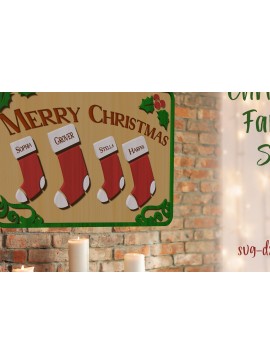 Σετ των 2 Intra απο ξύλο plywood 3mm-4mm πάχος Χριστουγεννιάτικο οικογενειακό σημάδι κοπής με λέιζερ Δίασταση 15x15 cm INTRAFABR-79220970