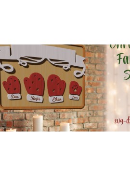 Σετ των 2 Intra απο ξύλο plywood 3mm-4mm πάχος Χριστουγεννιάτικο οικογενειακό σημάδι κοπής με λέιζερ. Δίασταση 15x15 cm INTRAFABR-79228228