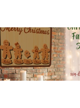 Σετ των 2 Intra απο ξύλο plywood 3mm-4mm πάχος Χριστουγεννιάτικο οικογενειακό σημάδι κοπής με λέιζερ Δίασταση 15x15 cm INTRAFABR-79220928