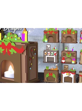 Σετ των 3 Intra απο ξύλο plywood 3mm-4mm πάχος λαμπάδας χριστουγεννιάτικου τζακιού Δίασταση 15x15 cm INTRAFABR-108122376