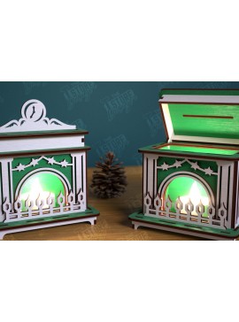 Σετ των 2 Intra απο ξύλο plywood 3mm-4mm πάχος Χριστουγεννιάτικο Τζάκι Κηροπήγιο | CNC Δίασταση 15x15 cm INTRAFABR-106604309