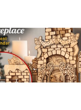 Σετ των 2 Intra απο ξύλο plywood 3mm-4mm πάχος Χριστουγεννιάτικο Τζάκι | Ημερολόγιο έλευσης Δίασταση 15x15 cm INTRAFABR-81660119