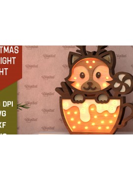Σετ των 2 Intra απο ξύλο plywood 3mm-4mm πάχος Christmas Fox Led Nightlight Δίασταση 15x15 cm INTRAFABR-107832502