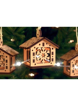 Σετ των 2 Intra απο ξύλο plywood 3mm-4mm πάχος Χριστουγεννιάτικη γιρλάντα | Παιχνίδι Χριστουγεννιάτικου Δέντρου Δίασταση 15x15 cm INTRAFABR-105662020