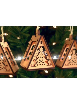 Σετ των 2 Intra απο ξύλο plywood 3mm-4mm πάχος Χριστουγεννιάτικη γιρλάντα | Παιχνίδι Χριστουγεννιάτικου Δέντρου Δίασταση 15x15 cm INTRAFABR-105662030