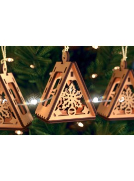 Σετ των 2 Intra απο ξύλο plywood 3mm-4mm πάχος Χριστουγεννιάτικη γιρλάντα | Παιχνίδι Χριστουγεννιάτικου Δέντρου Δίασταση 15x15 cm INTRAFABR-105662034