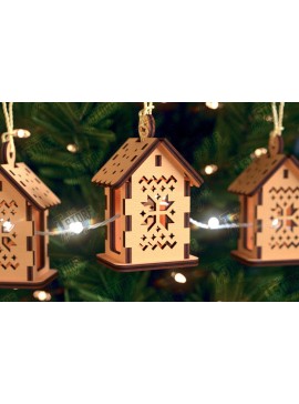 Σετ των 2 Intra απο ξύλο plywood 3mm-4mm πάχος Χριστουγεννιάτικη γιρλάντα | Παιχνίδι Χριστουγεννιάτικου Δέντρου Δίασταση 15x15 cm INTRAFABR-105662053