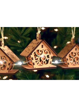 Σετ των 2 Intra απο ξύλο plywood 3mm-4mm πάχος Χριστουγεννιάτικη γιρλάντα | Παιχνίδι Χριστουγεννιάτικου Δέντρου Δίασταση 15x15 cm INTRAFABR-105662059