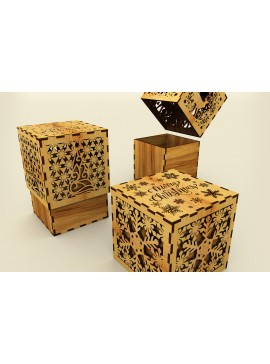 Σετ των 2 Intra απο ξύλο plywood 3mm-4mm πάχος Χριστουγεννιάτικο κουτί δώρου Δίασταση 15x15 cm INTRAFABR-108661286