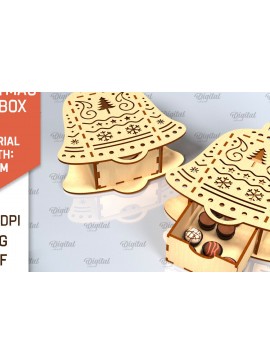 Σετ των 2 Intra απο ξύλο plywood 3mm-4mm πάχος Χριστουγεννιάτικο κουτί δώρου . 3D Box Δίασταση 15x15 cm INTRAFABR-101754944