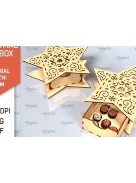 Σετ των 2 Intra απο ξύλο plywood 3mm-4mm πάχος Χριστουγεννιάτικο κουτί δώρου . 3D Box Δίασταση 15x15 cm INTRAFABR-101755056