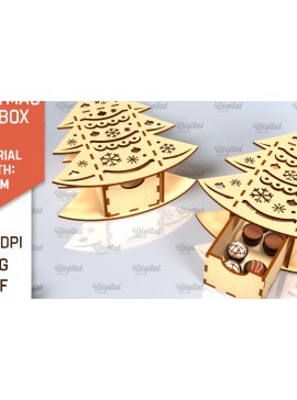 Σετ των 2 Intra απο ξύλο plywood 3mm-4mm πάχος Χριστουγεννιάτικο κουτί δώρου . 3D Box Δίασταση 15x15 cm INTRAFABR-101755102