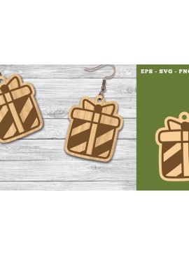 Σετ των 3 Intra απο ξύλο plywood 3mm-4mm πάχος Χριστουγεννιάτικο κουτί δώρου Σκουλαρίκια κομμένα με λέιζερ Δίασταση 3x3 cm INTRAFABR-111785308