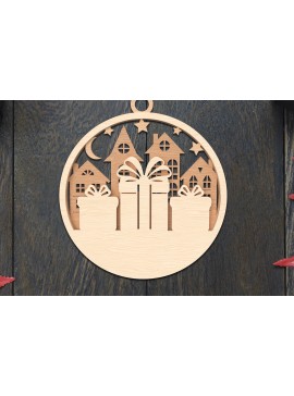 Σετ των 3 Intra απο ξύλο plywood 3mm-4mm πάχος Χριστουγεννιάτικο κουτί δώρου στολίδι με Δίασταση 8x8 cm INTRAFABR-106791235